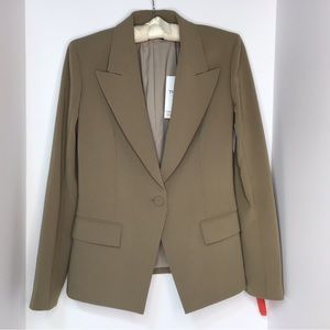 Theory Angled Blazer 6 Reg Dark Beige Tan Jacket Shoulder Pads Admiral Crepe NWT